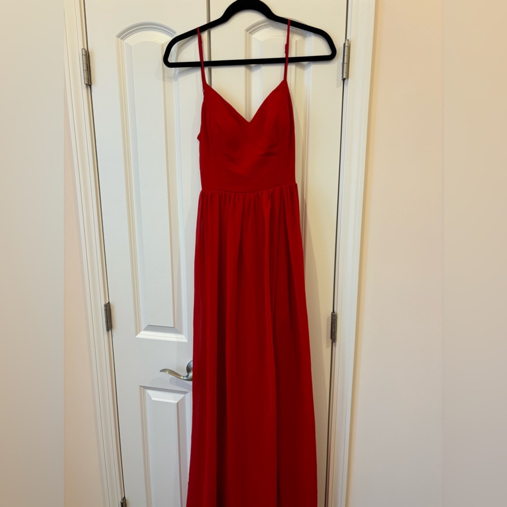 Red maxi dress.